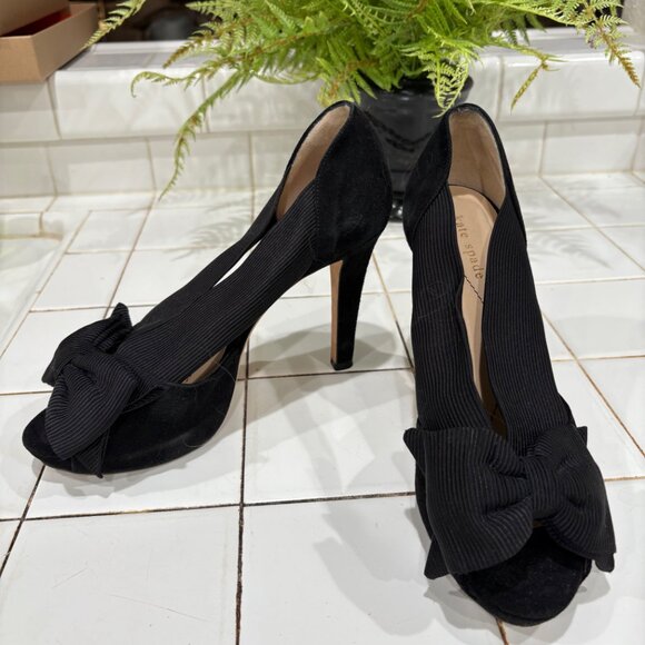 kate spade black bow peeptoe heels - Picture 4 of 8
